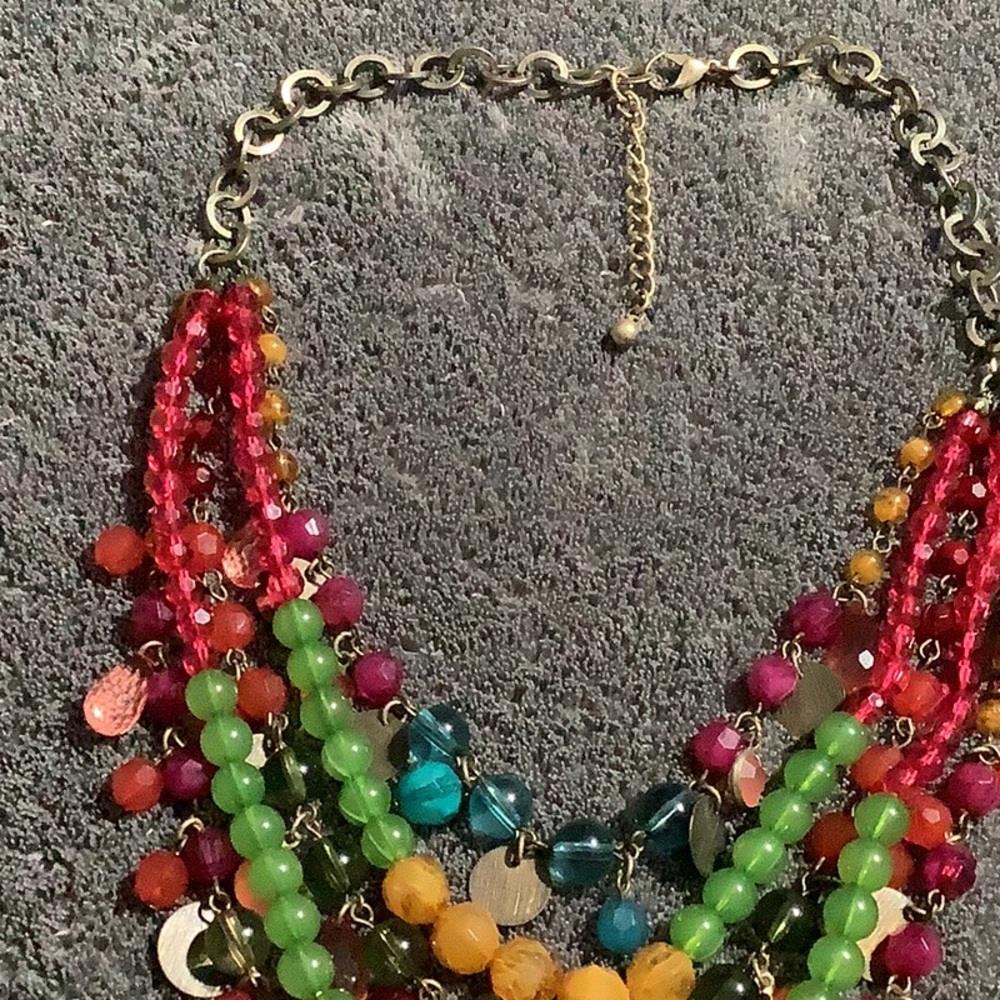 Multiple Strand Multiple Colors Beaded Necklace - image 3
